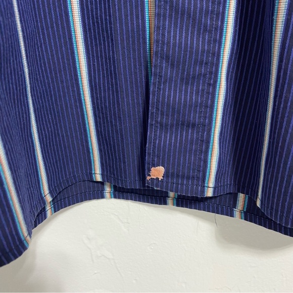 Tommy Bahama Button Down Dress Shirt Men's Long Sleeve Striped Medium Blue - Picture 3 of 8